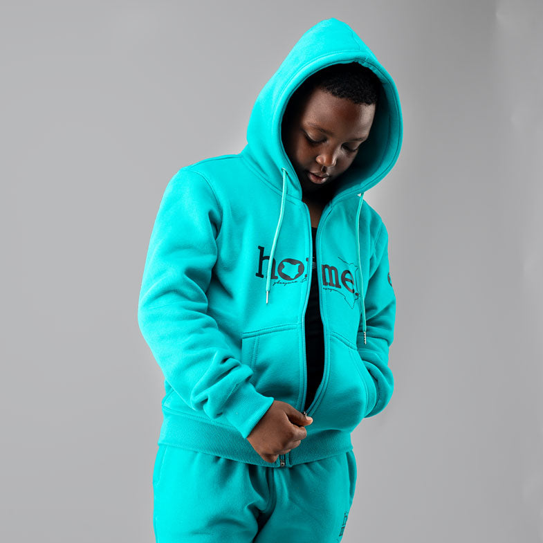 Kids Zip-Up Hoodie - Turquoise Blue (Heavy Fabric)