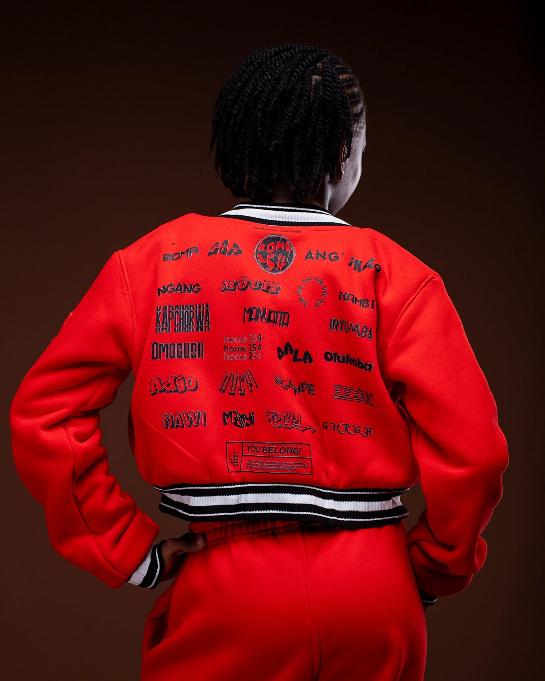 Kids Cropped Blood Orange Letterman Jacket