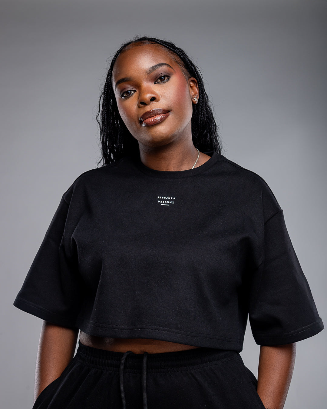 Serene Cropped Tee - Black