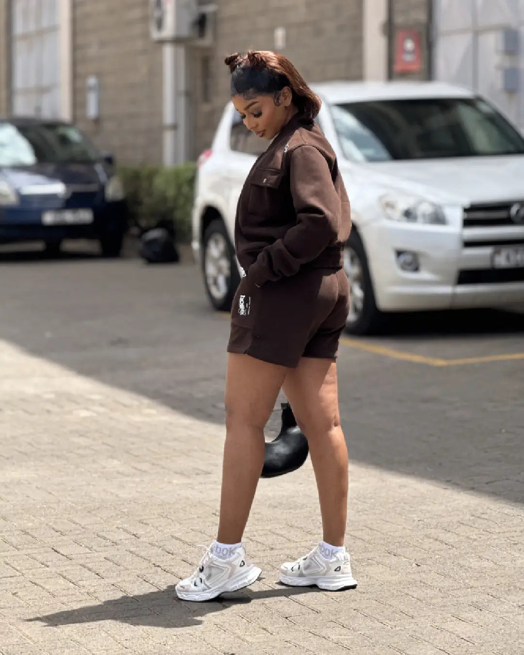 Espresso Kami Jacket + Cora Shorts Matching Set (Nuvetra Fabric)