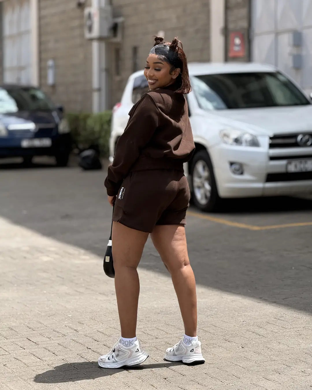 Espresso Kami Jacket + Cora Shorts Matching Set (Nuvetra Fabric)