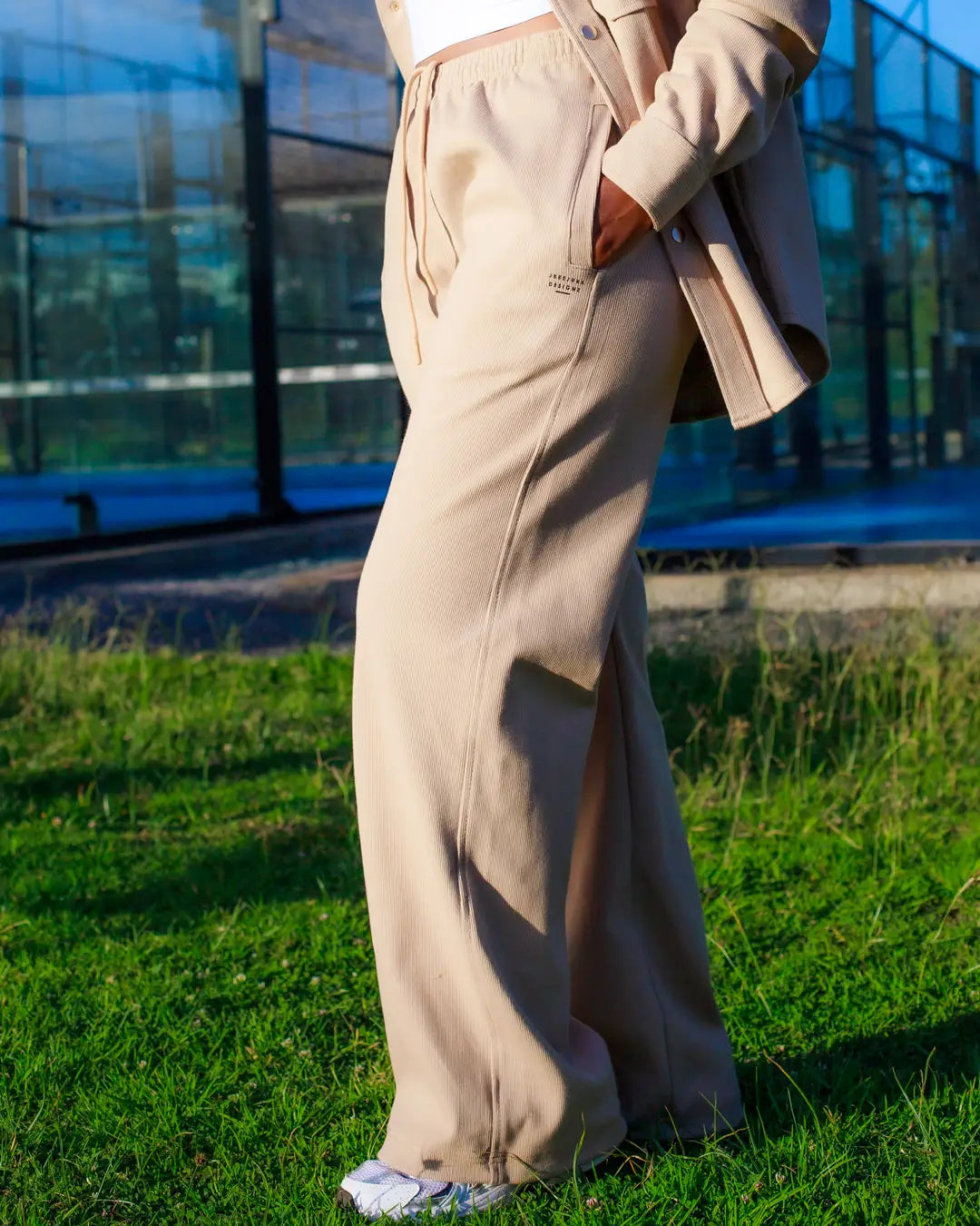 Womens Ribbed Cosy Pants - Light Brown