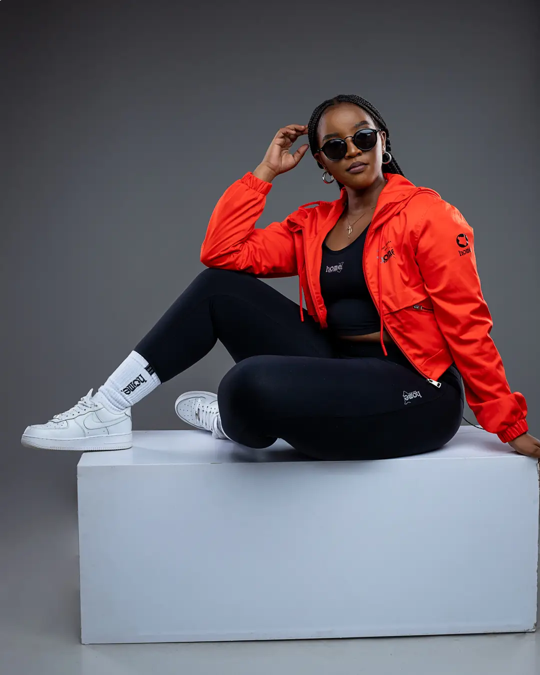 Orange Cropped Zuma + Black Cheeky Hi-Rise Leggings