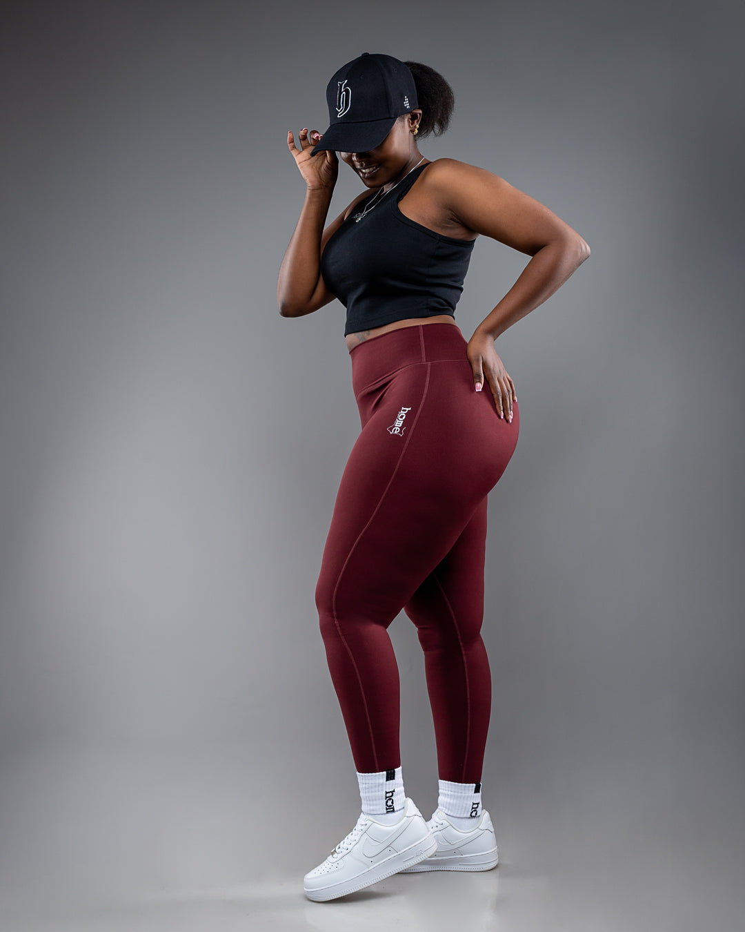 Cheeky Hi-Rise Leggings - Maroon