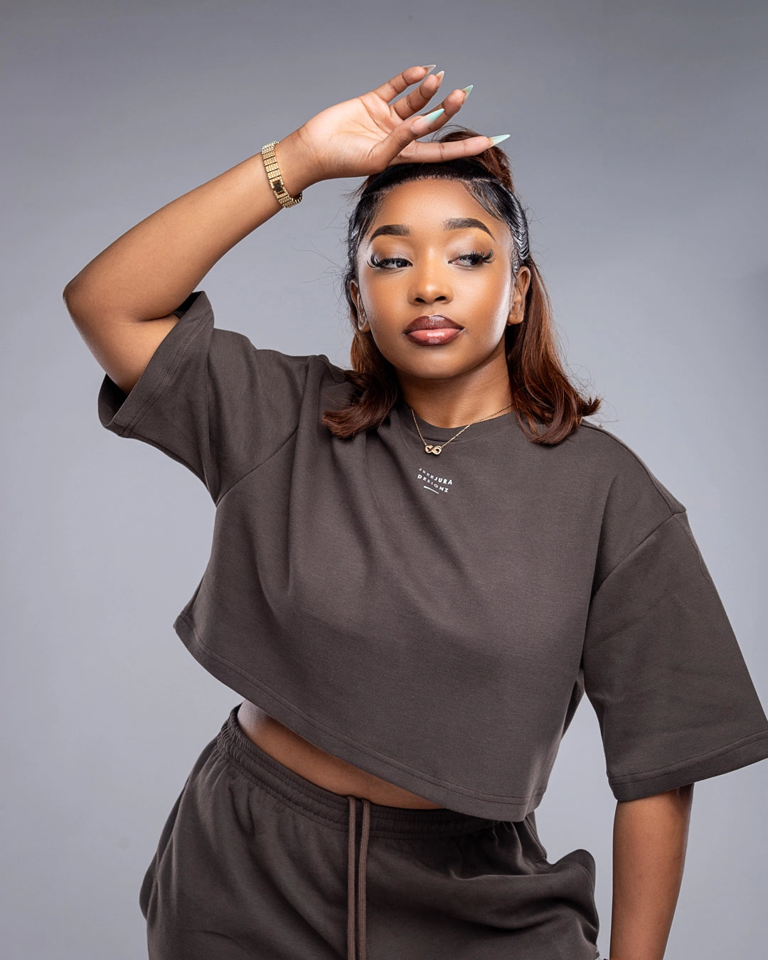 Sonora Serenity Cropped Tee - Espresso