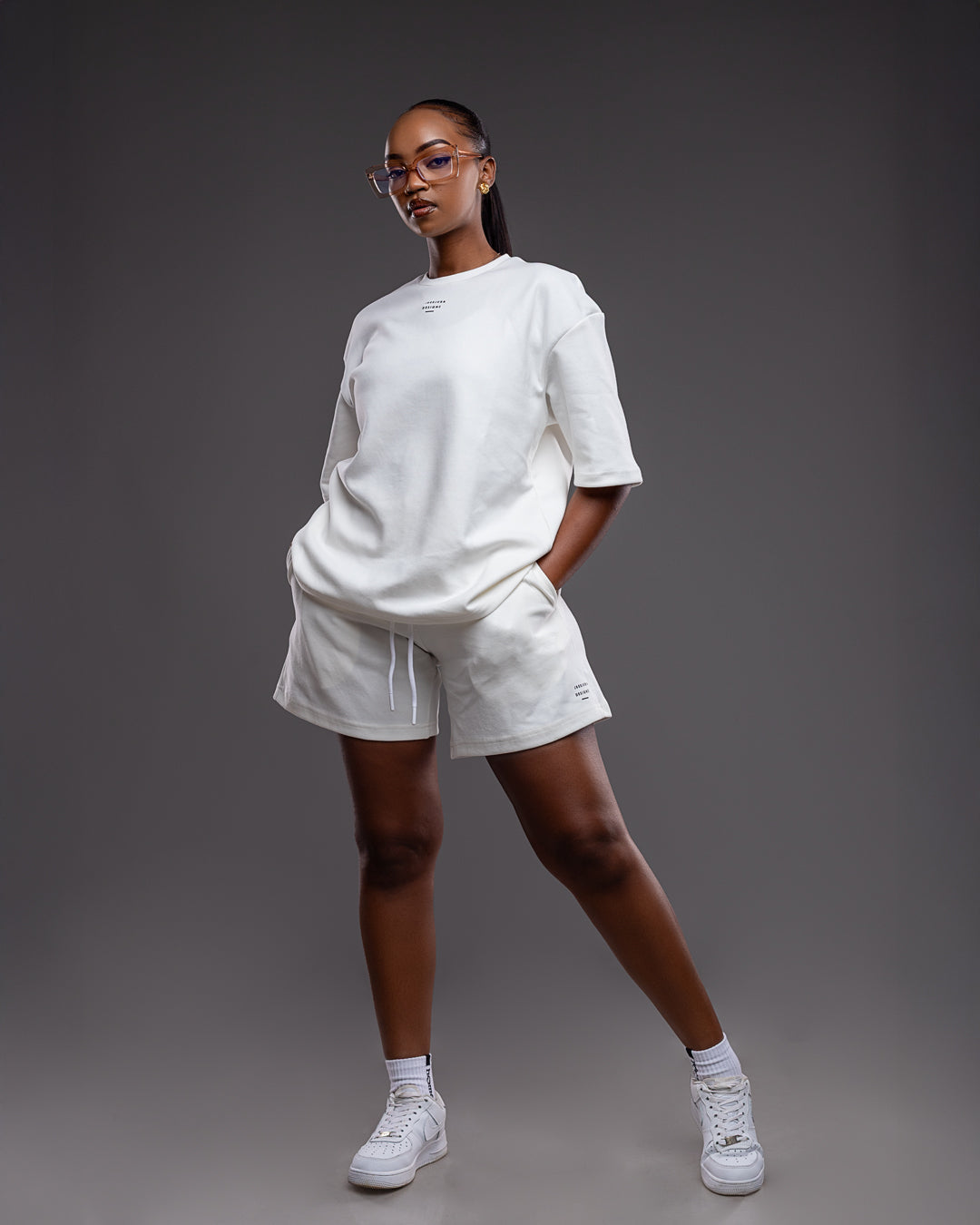 Serene Short and Crop Tee Set - White