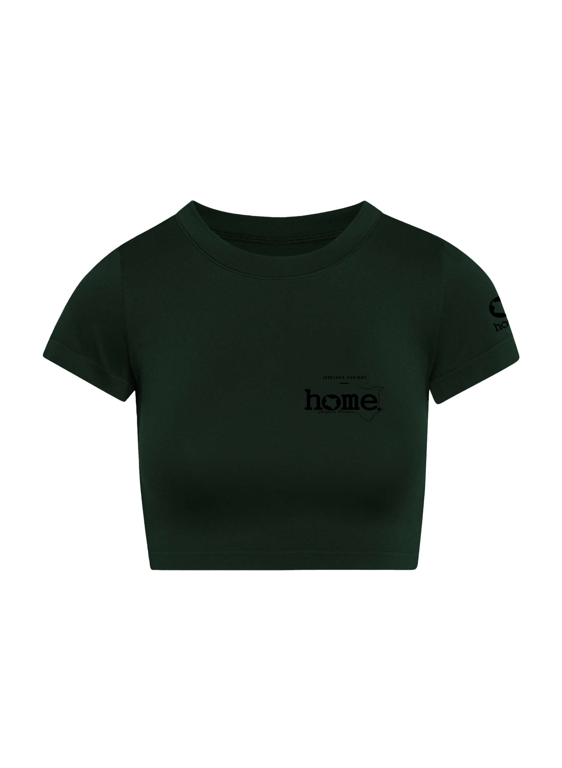 home_254 SHORT SLEEVED FOREST GREEN CROPPED ARIA TEE WITH A BLACK 3D WORDS PRINT