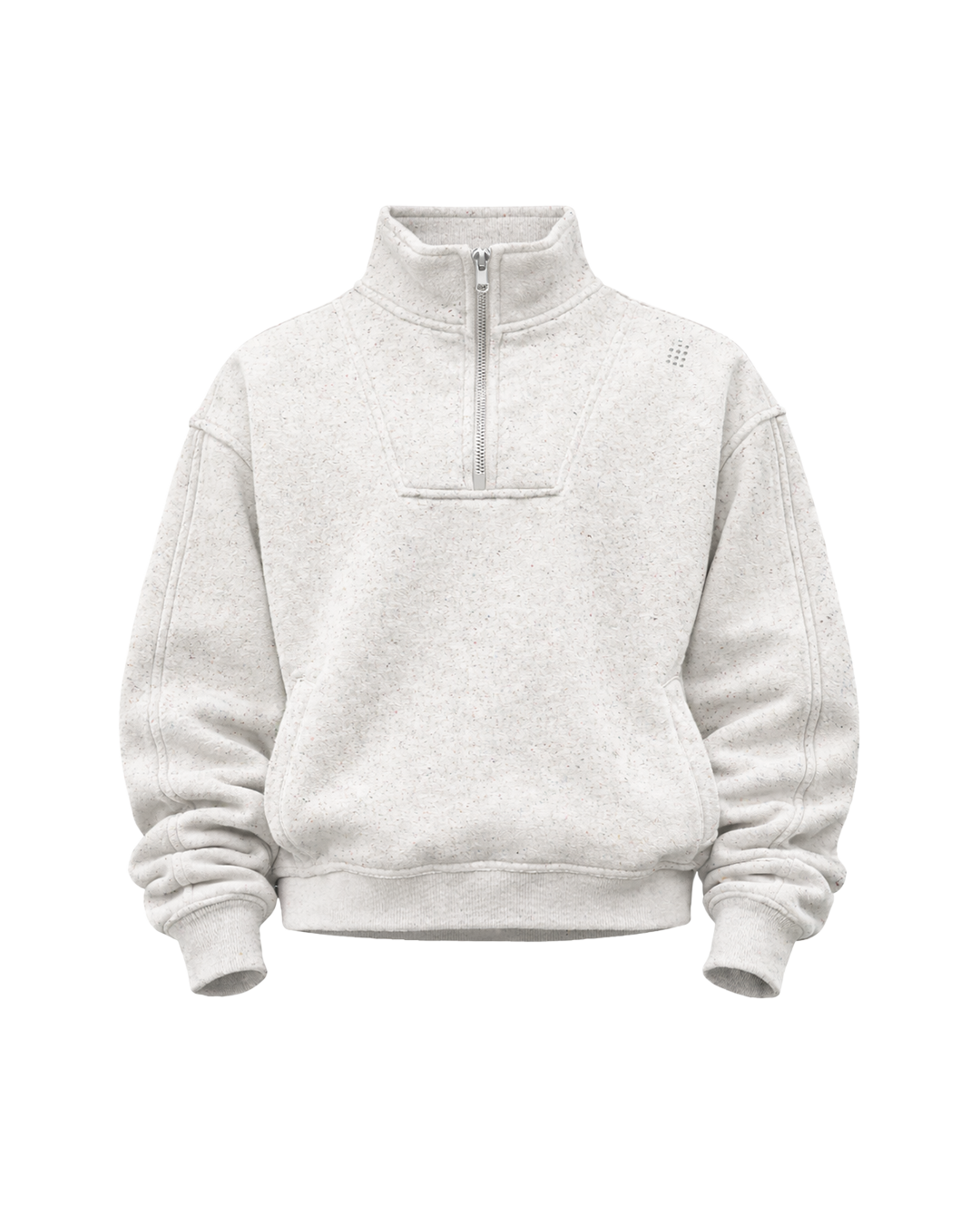 LÛME Mens Quarter Zip Sweater – Mixed White