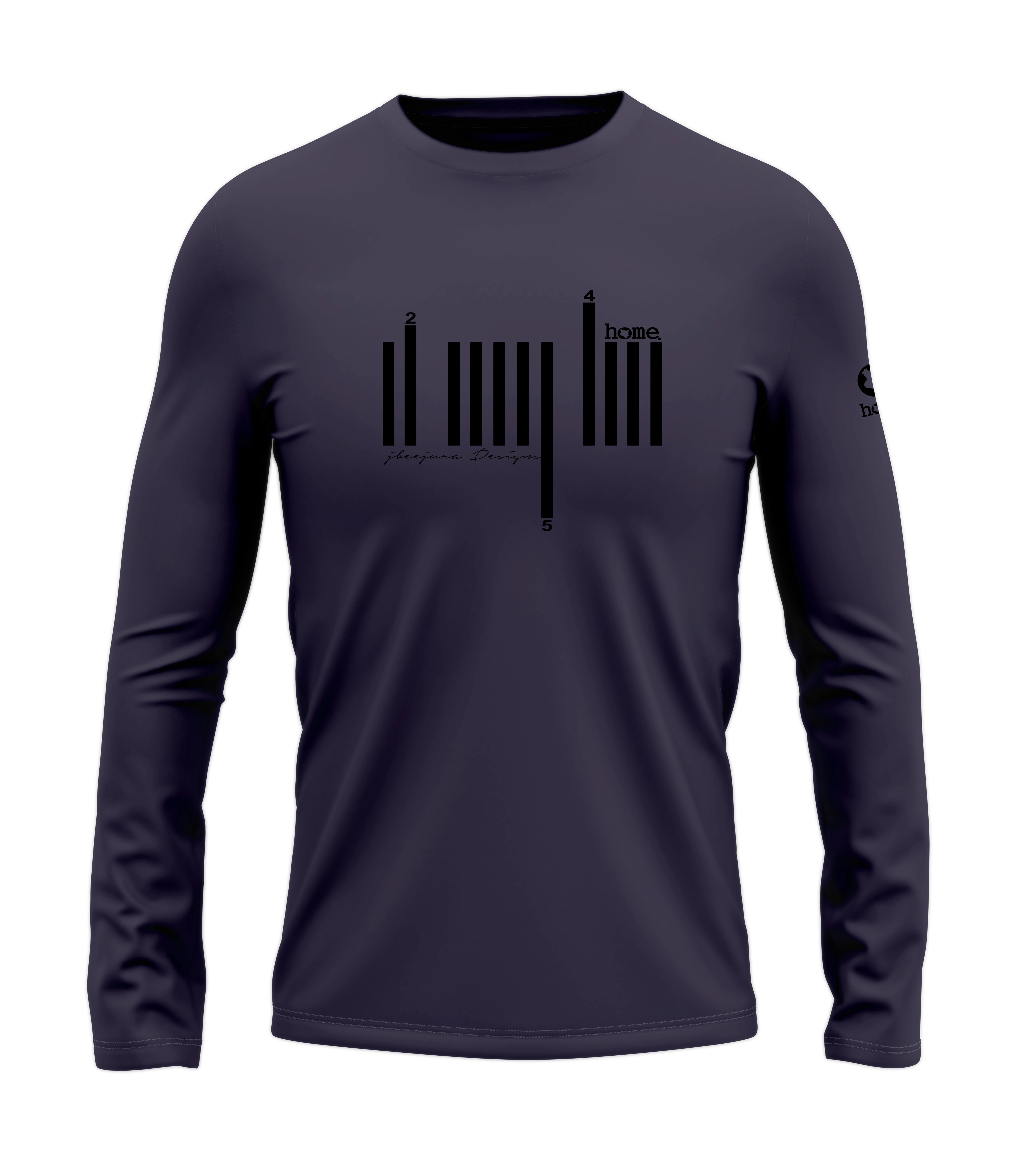 home_254 LONG-SLEEVED RICH PURPLE T-SHIRT WITH A BLACK BARS PRINT – COTTON PLUS FABRIC