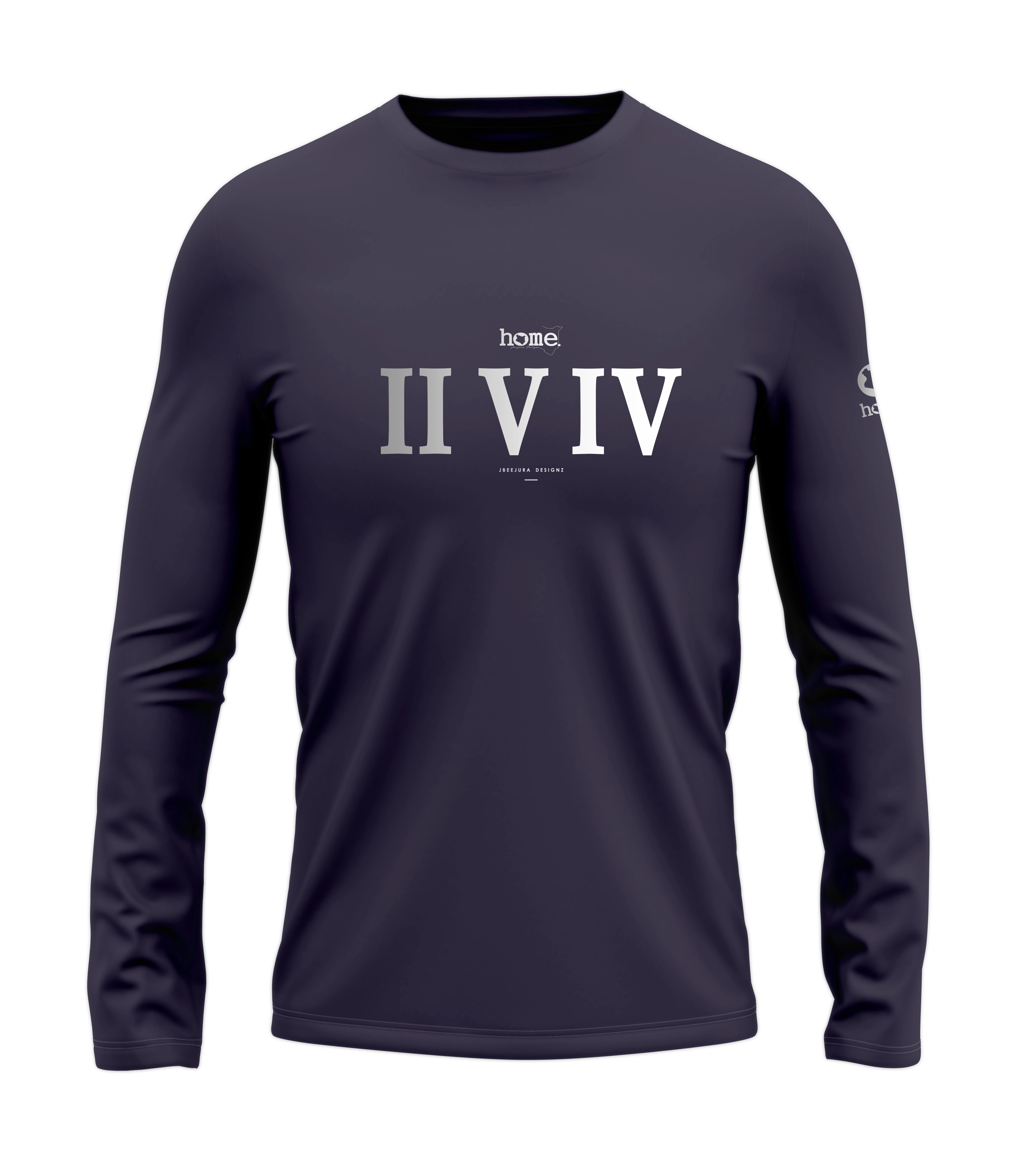 home_254 LONG-SLEEVED RICH PURPLE T-SHIRT WITH A BLACK ROMAN NUMERALS PRINT – COTTON PLUS FABRIC