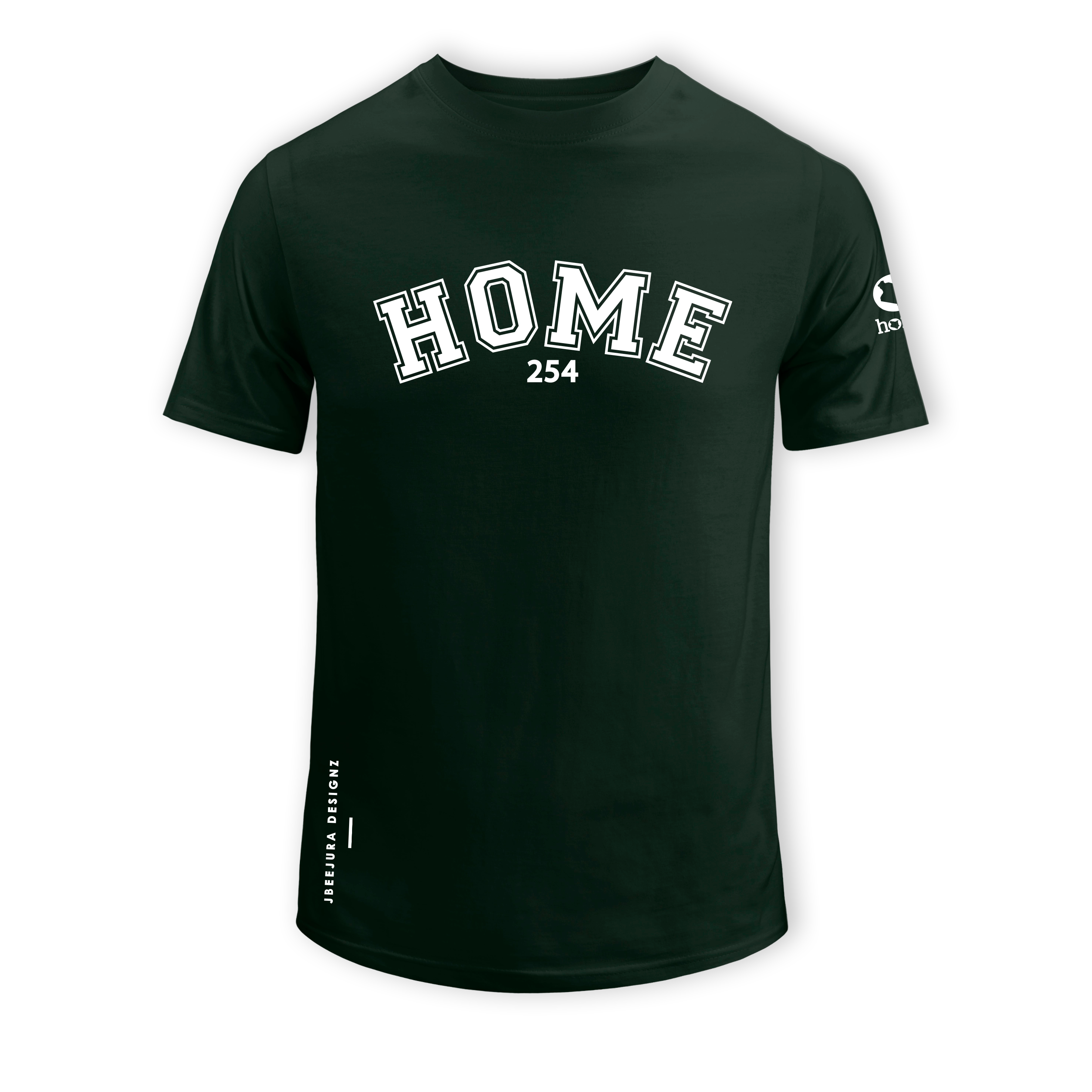 home_254 SHORT-SLEEVED FOREST GREEN T-SHIRT WITH A WHITE COLLEGE PRINT – COTTON PLUS FABRIC