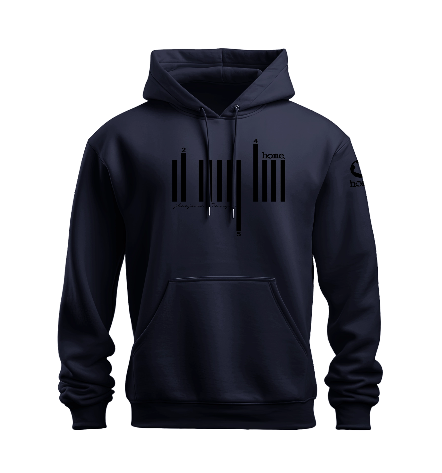 home_254 NUVETRA™ NAVY BLUE HOODIE WITH A BLACK BARS PRINT