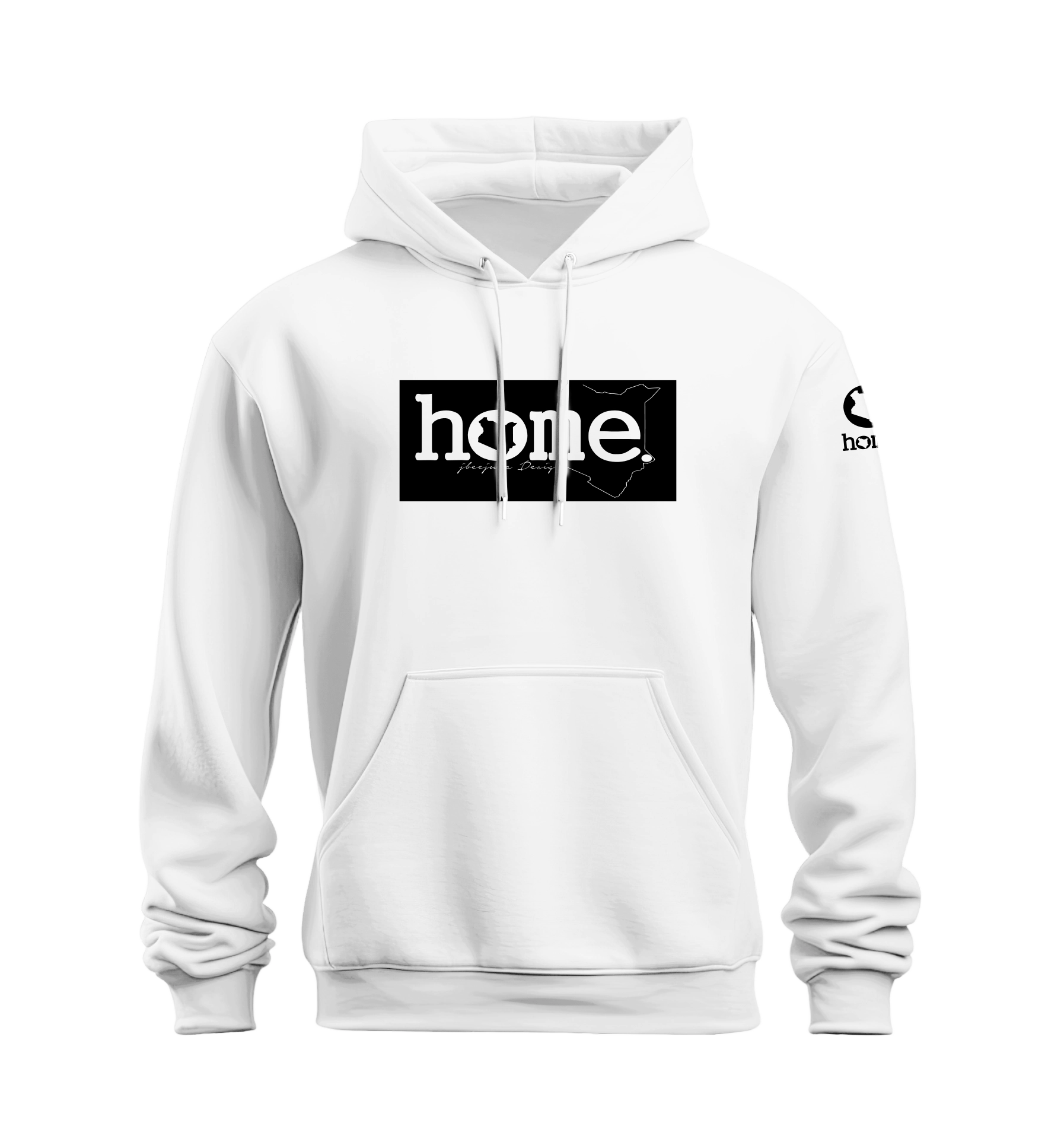 home_254 NUVETRA™ WHITE HOODIE WITH A BLACK CLASSIC PRINT
