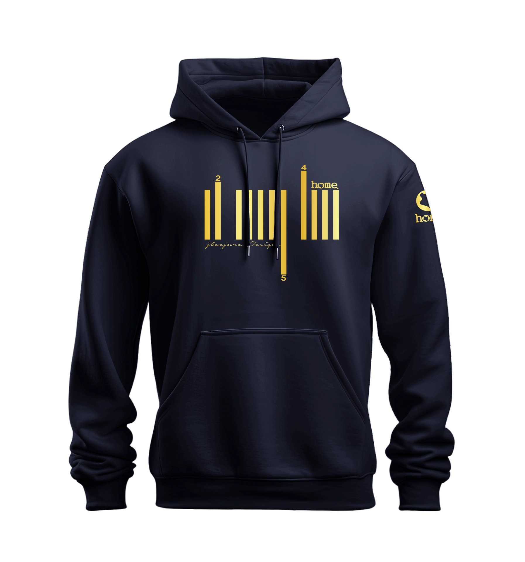 home_254 NUVETRA™ NAVY BLUE HOODIE WITH A GOLD BARS PRINT