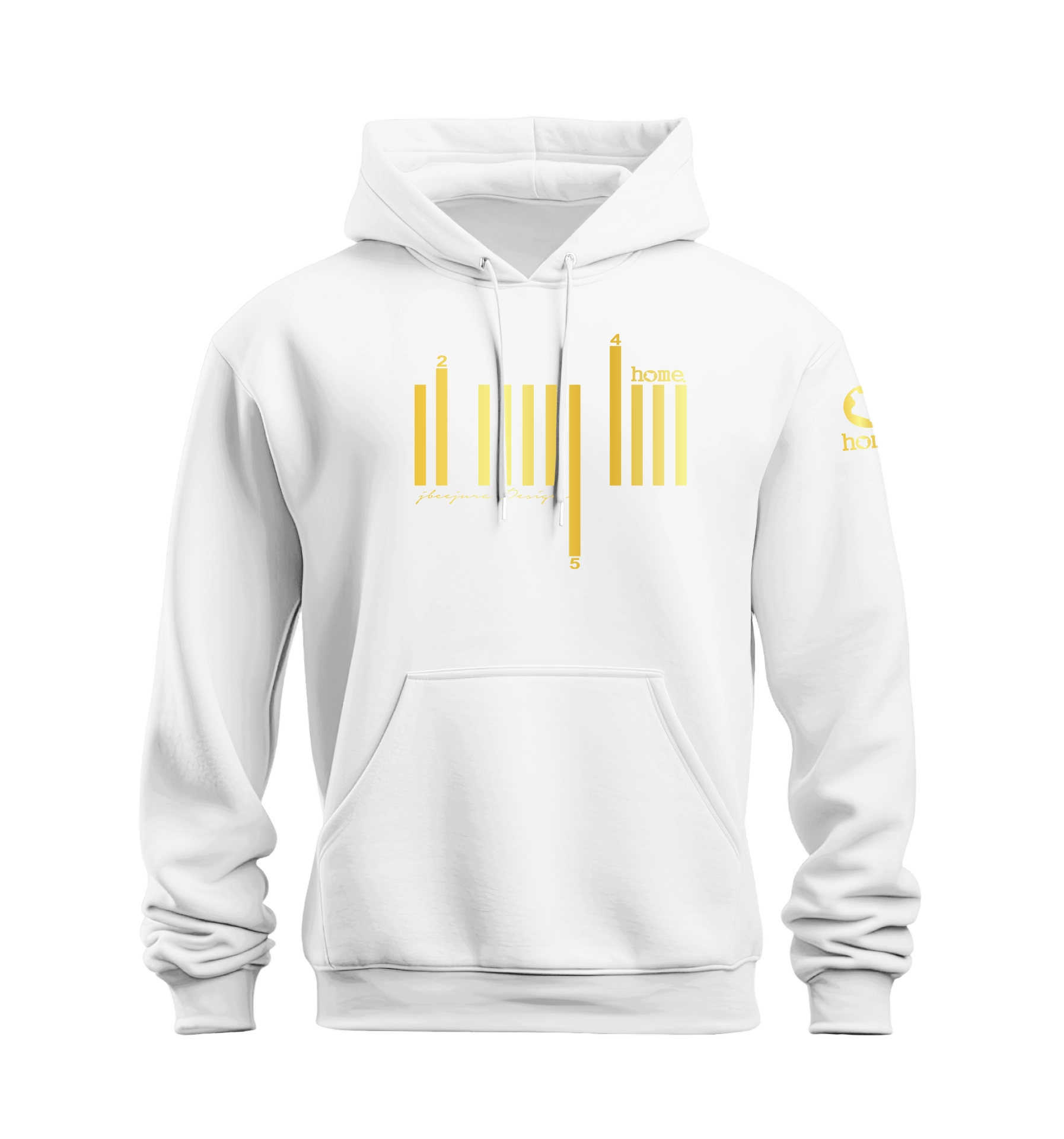 home_254 NUVETRA™ WHITE HOODIE WITH A GOLD BARS PRINT