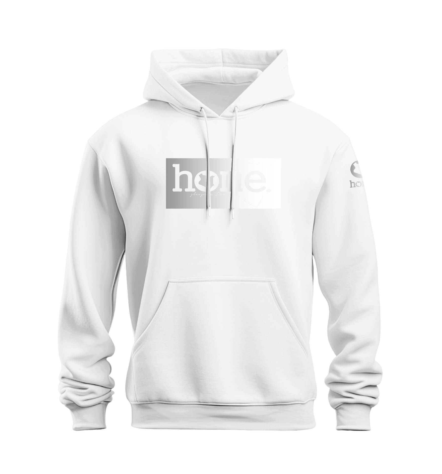 home_254 NUVETRA™ WHITE HOODIE WITH A SILVER CLASSIC PRINT