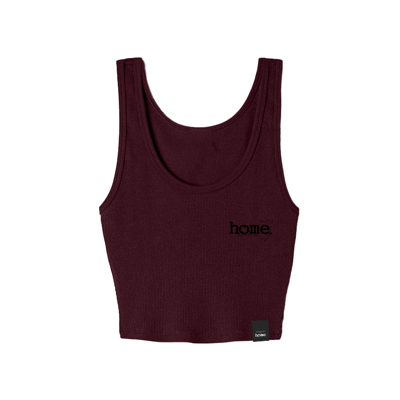 home_254 MAROON MUSHIE VEST TOP WITH A BLACK 3D WORDS PRINT