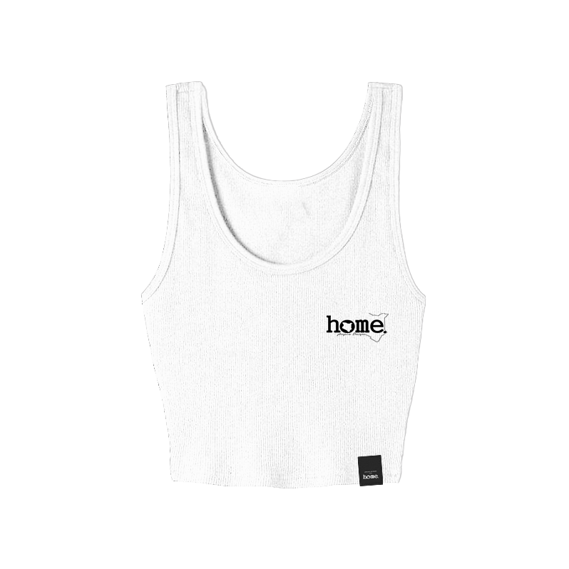 home_254 WHITE MUSHIE VEST TOP WITH A BLACK 3D WORDS PRINT