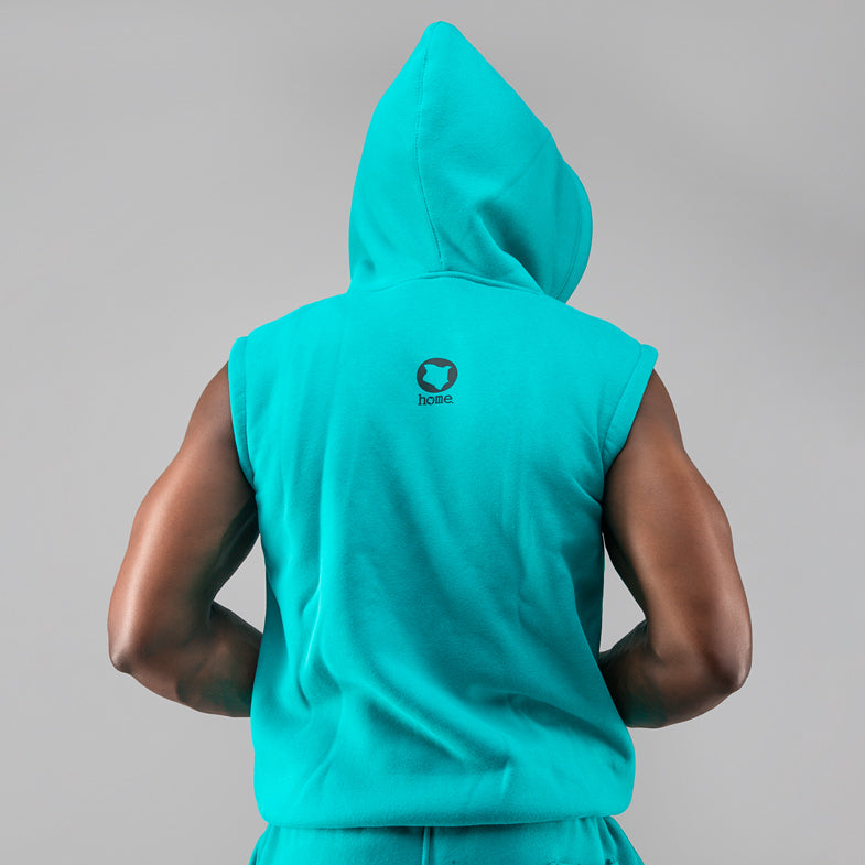 Sleeveless Hoodie  - Turquoise Blue (Heavy Fabric)