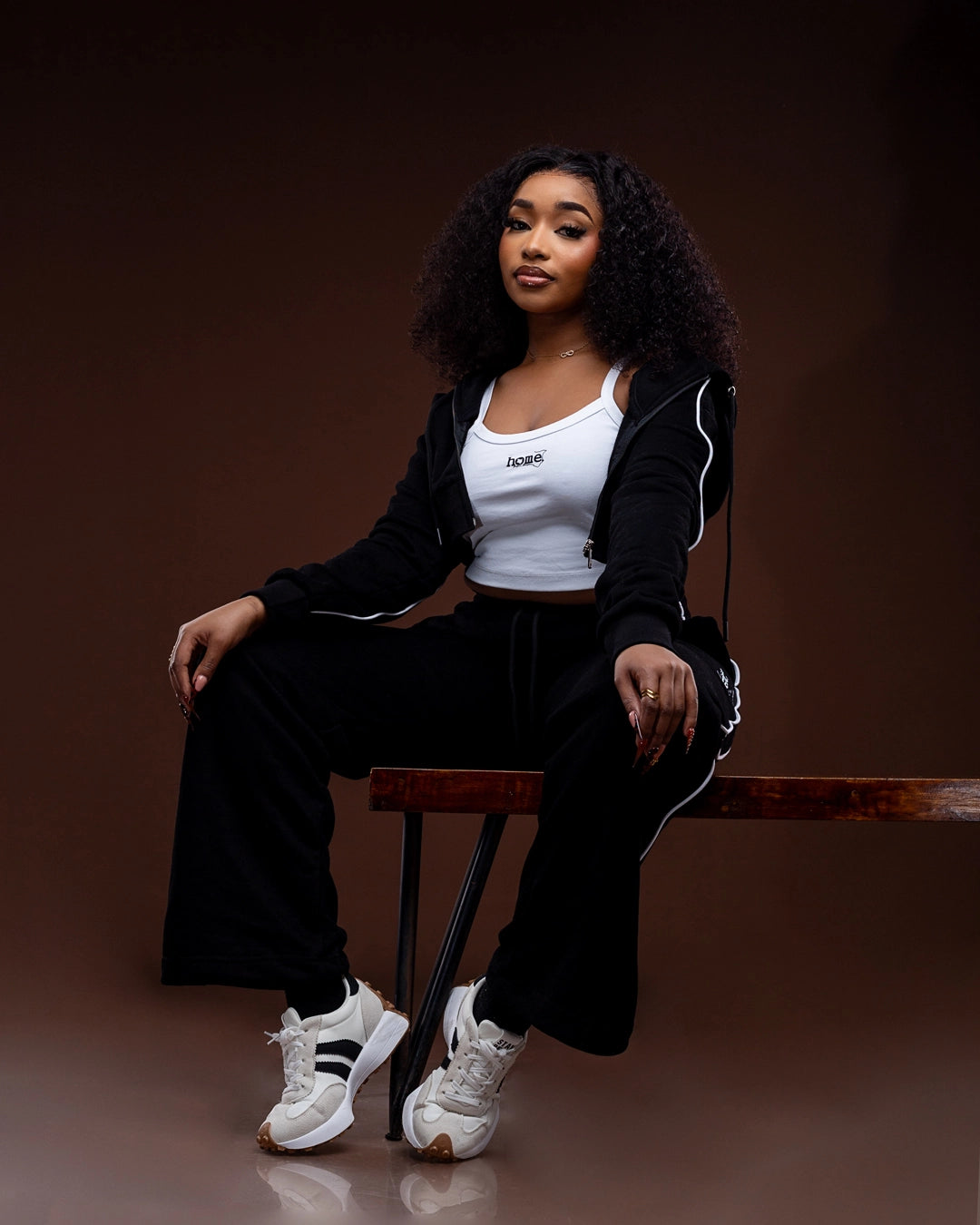 Cherie Crop Zipped Hoodie - Black