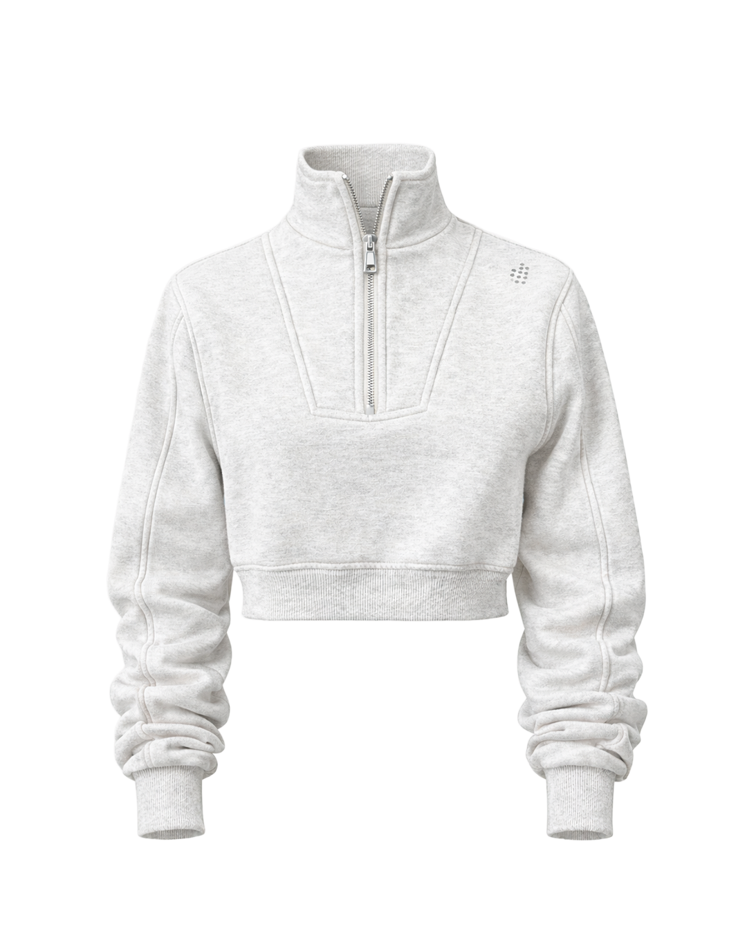 LÛME Quarter Zip Top (Cropped) – Mixed White