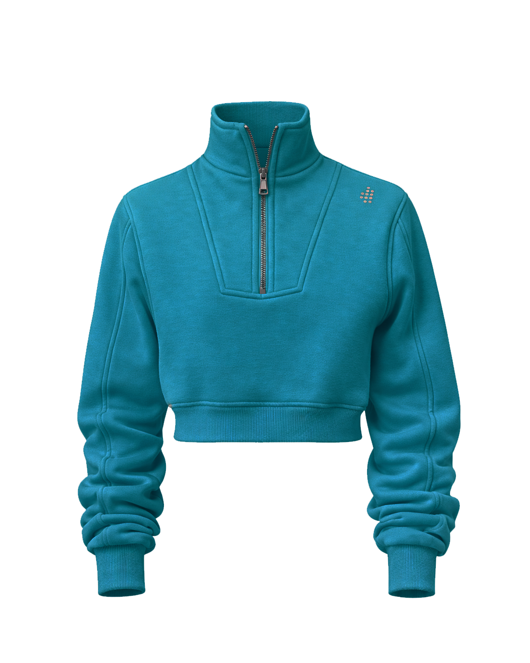LÛME Quarter Zip Top (Cropped) – Turquoise Blue