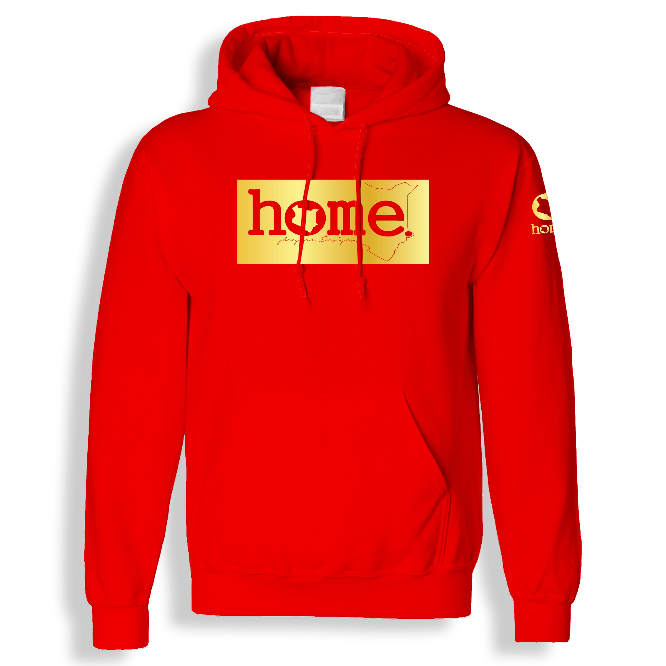 home_254 BLOOD ORANGE HOODIE WITH A GOLD CLASSIC PRINT 