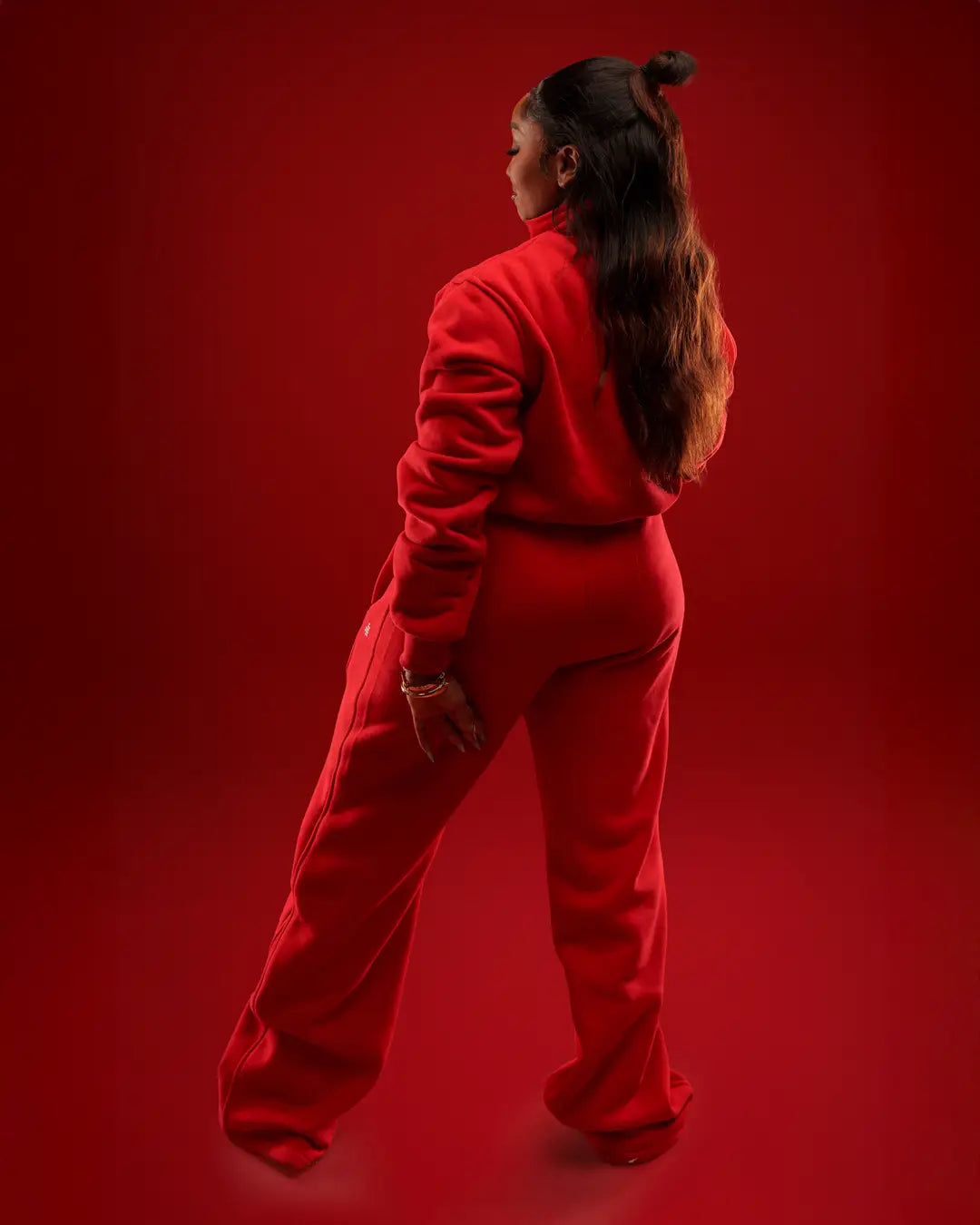 LÛME Quarter Zip Top (Cropped) – Red