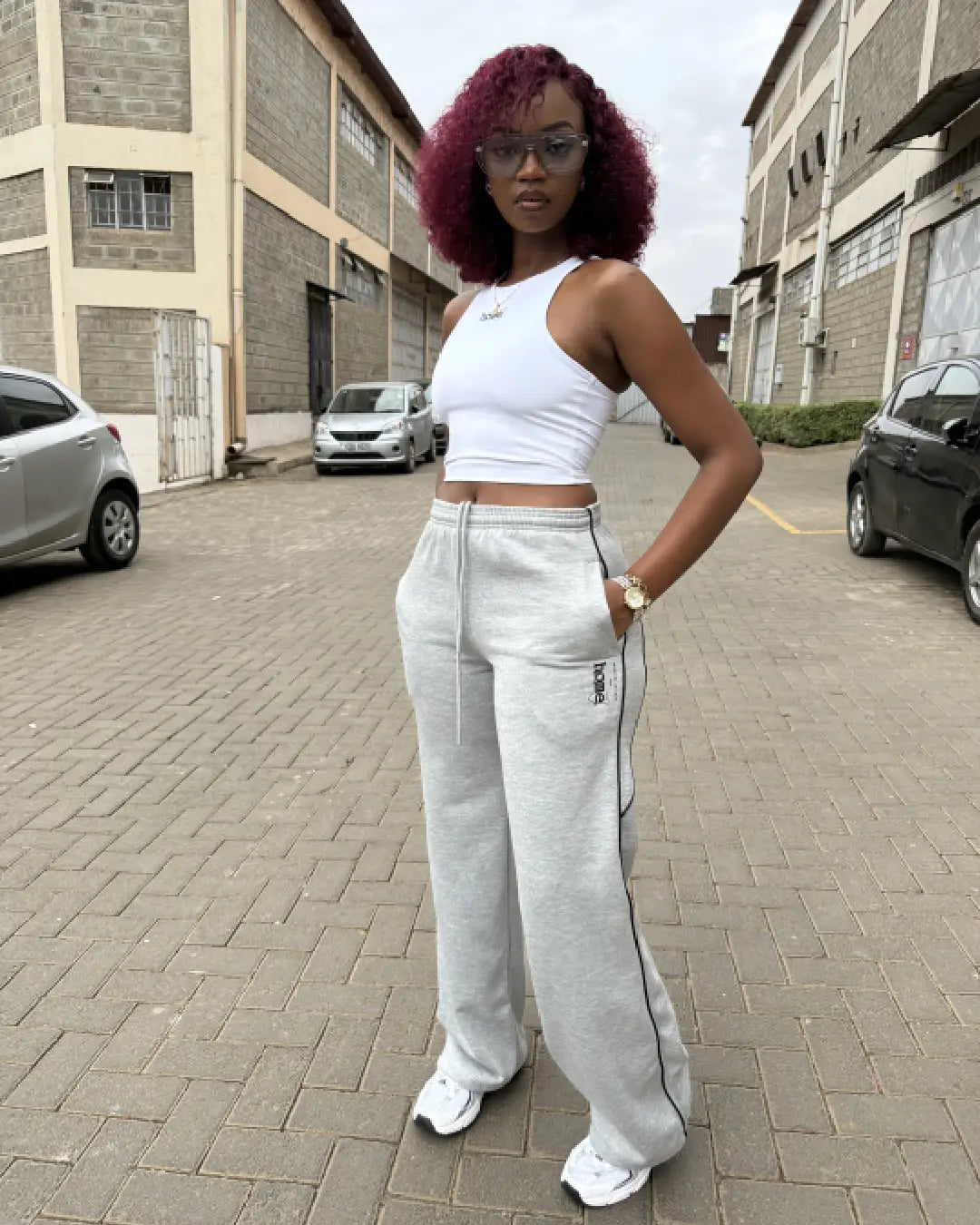 Cherie Pants - Light Grey (Velvet Fabric)