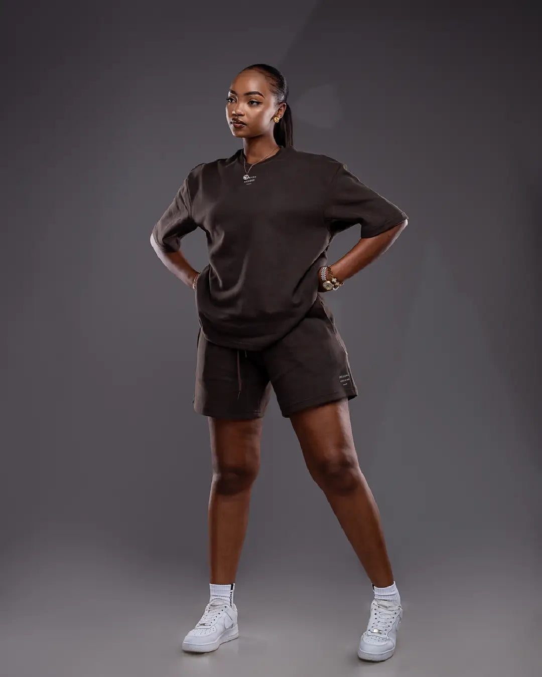 Serene Short and Drop Tee Set - Espresso