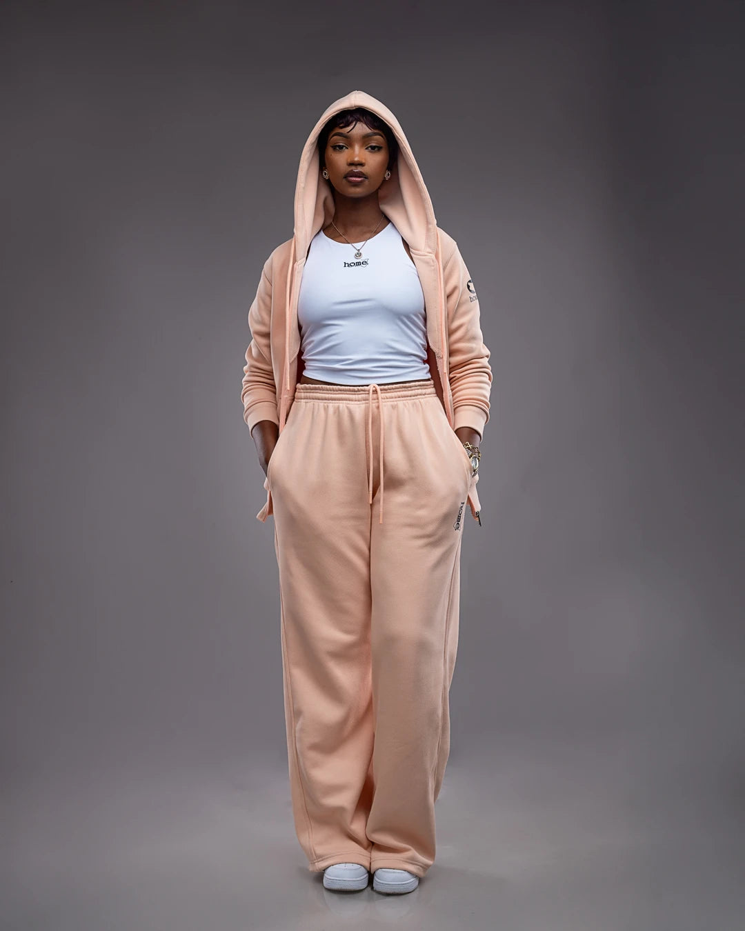 Accolade Matching Set – Pastel Orange (Zipped Hoodie + Cosy Pants)