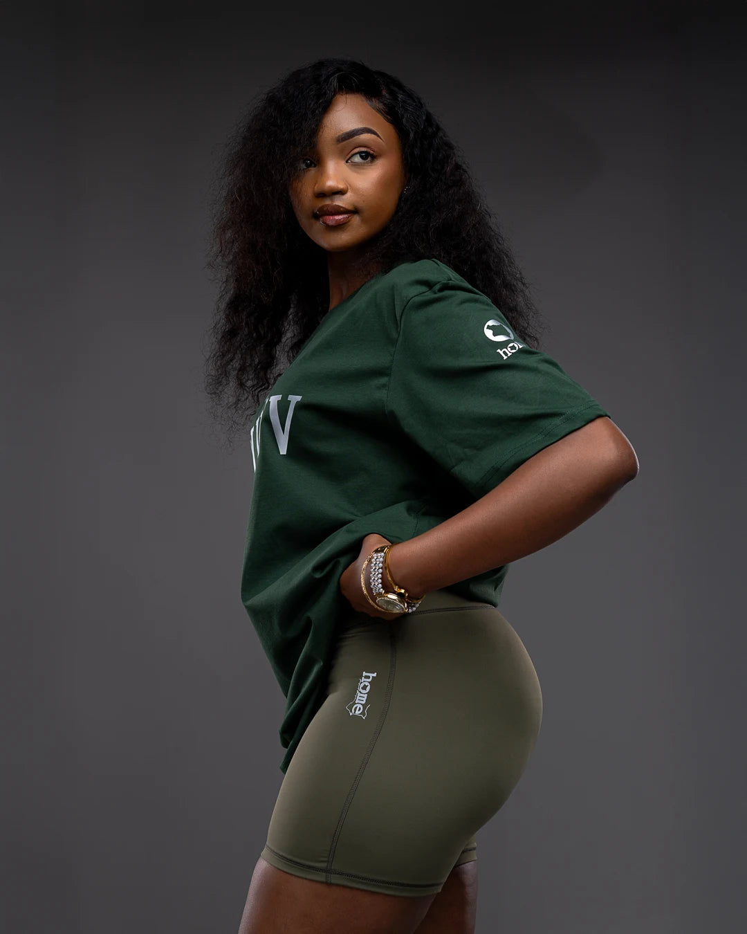 Forest Green Tee & Vintage Green Bike Short Set