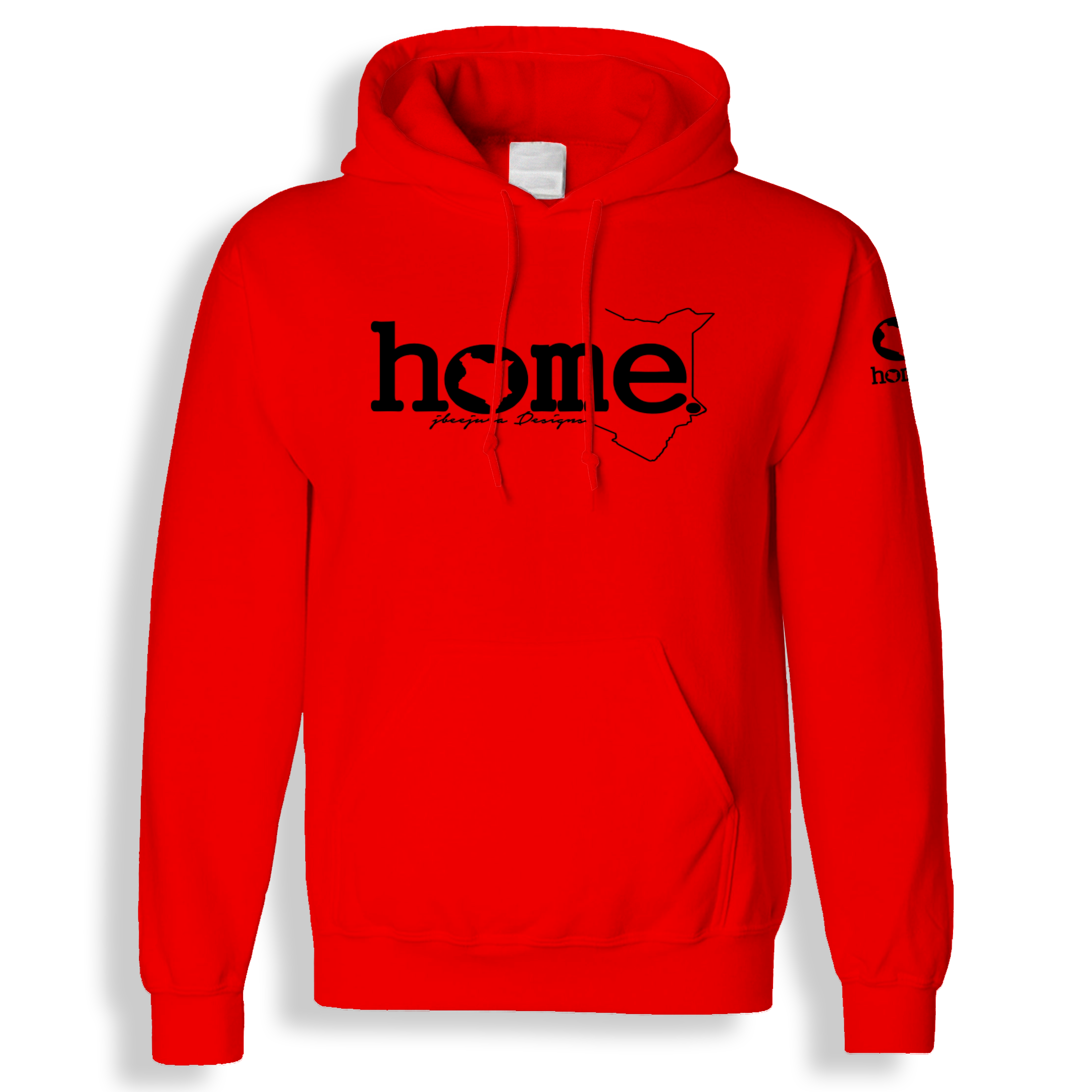 home_254 BLOOD ORANGE HOODIE WITH A BLACK CLASSIC WORDS  PRINT 