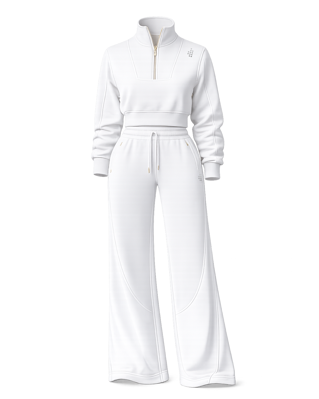 LÛME White Cropped Quarter Zip & Cosy Pant Set