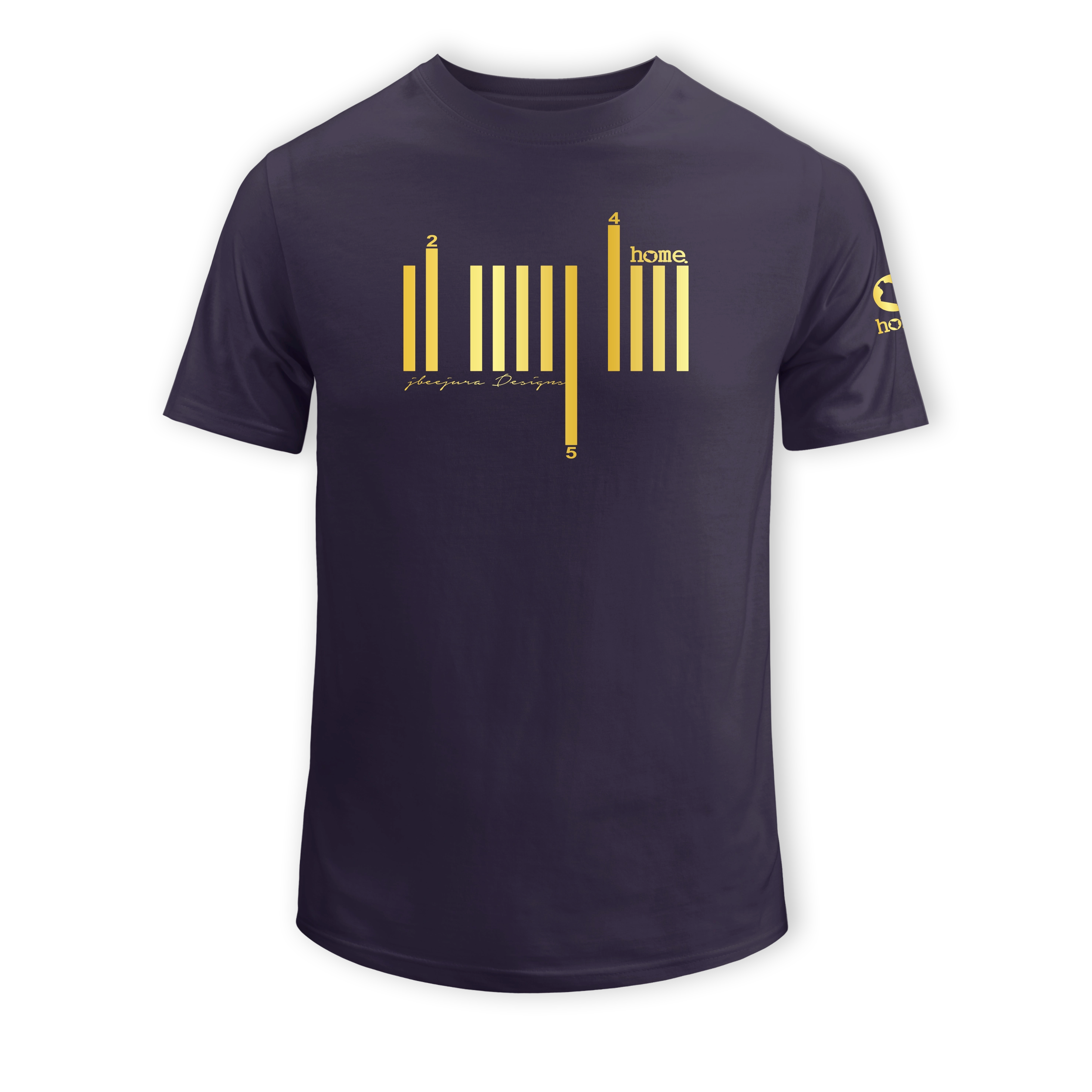home_254 SHORT-SLEEVED RICH PURPLE T-SHIRT WITH A GOLD BARS PRINT – COTTON PLUS FABRIC
