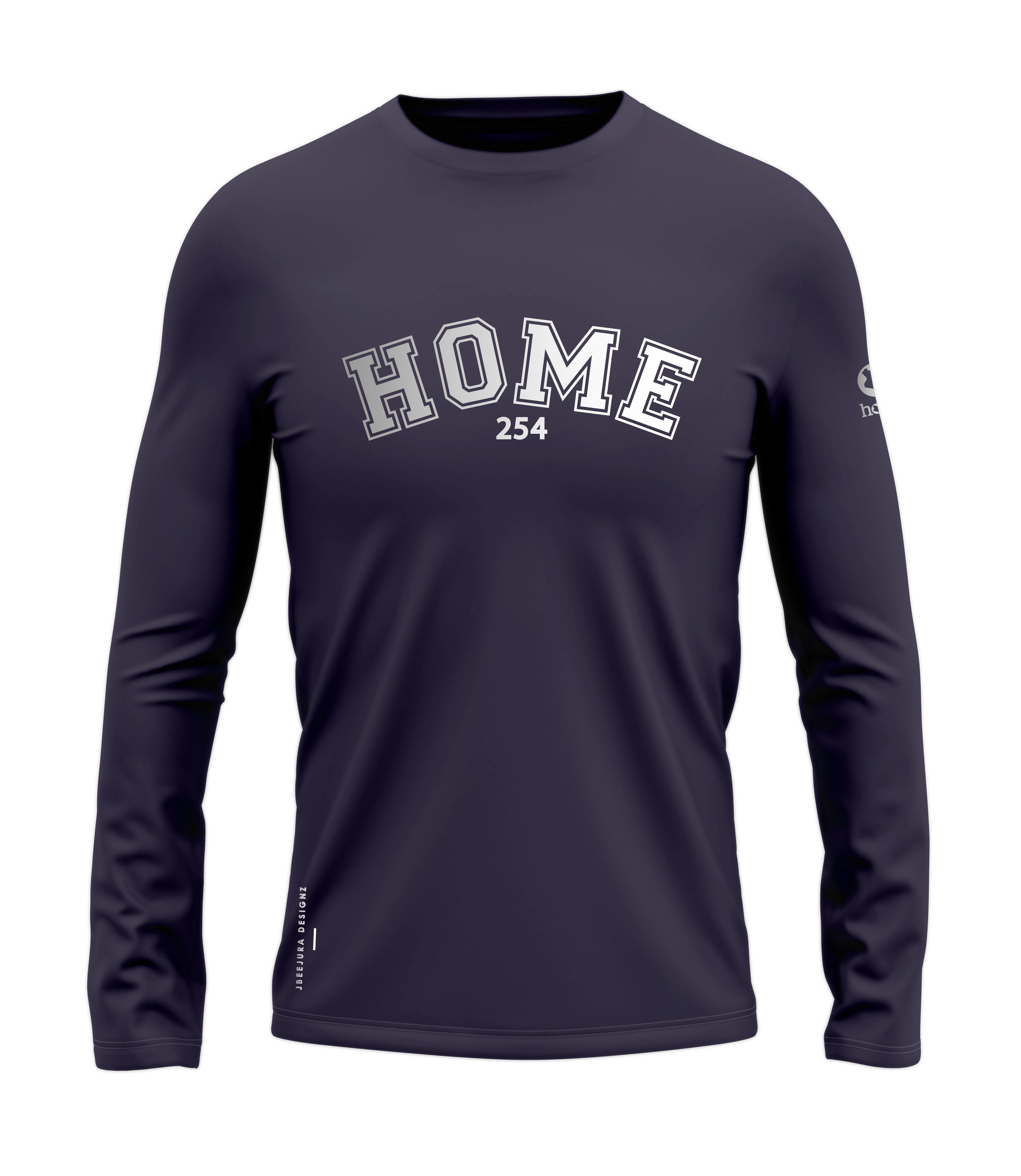 home_254 LONG-SLEEVED RICH PURPLE T-SHIRT WITH A SILVER COLLEGE PRINT – COTTON PLUS FABRIC