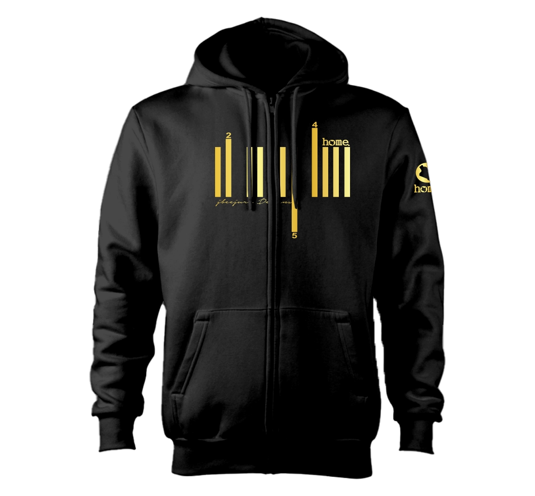 home_254 NUVETRA™ ZIP UP HOODIE WITH A GOLD BARS PRINT