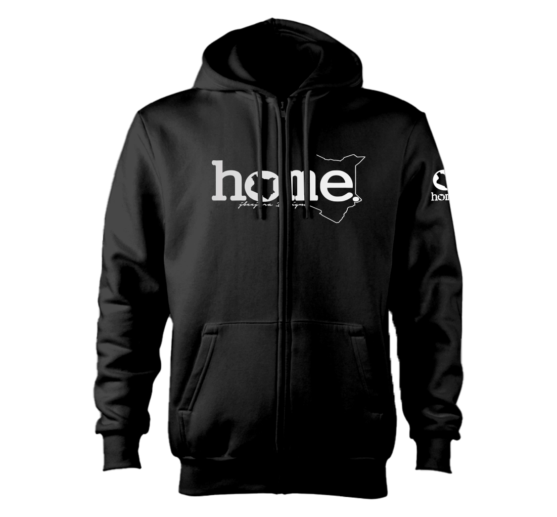 home_254 NUVETRA™ ZIP UP HOODIE WITH A SILVER CLASSIC WORDS PRINT