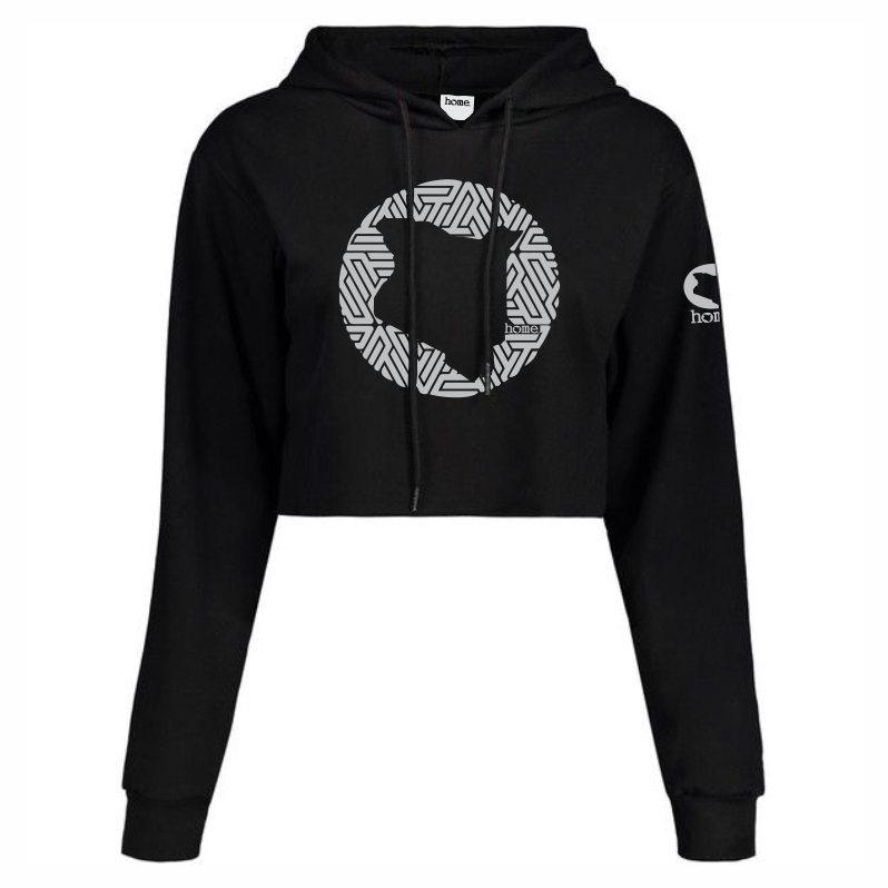 JBEEJURA DESINGZ | home_254 Black Cropped Hoodie with a White Map logo