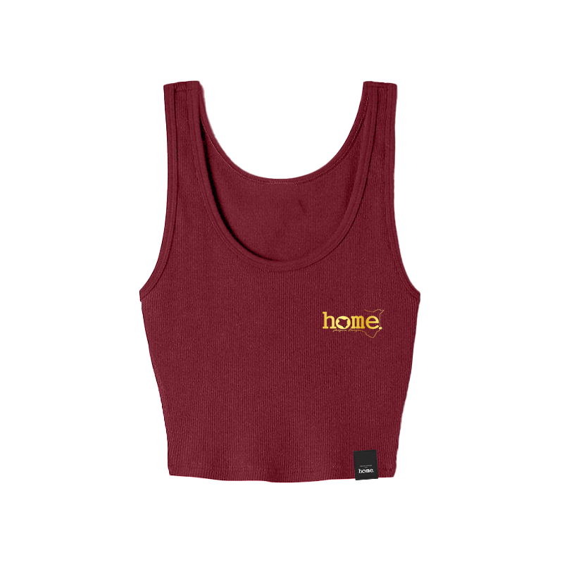 home_254 MAROON RED MUSHIE VEST TOP WITH A GOLD 3D WORDS PRINT 